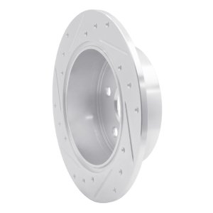 Lexus ES350 Brake Rotor (1) - Rear Right - R1 Concepts - Drilled & Slotted - Silver - `07-`12